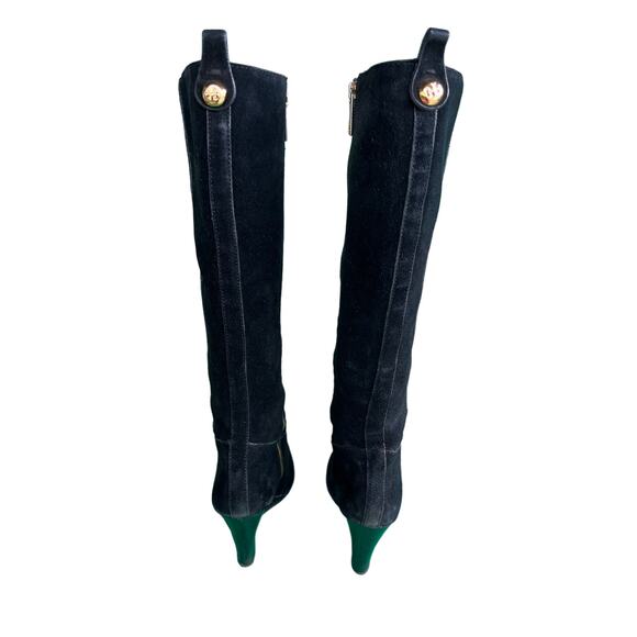 Tory Burch Black Duede Knee High Wedge Boot - Picture 5 of 10